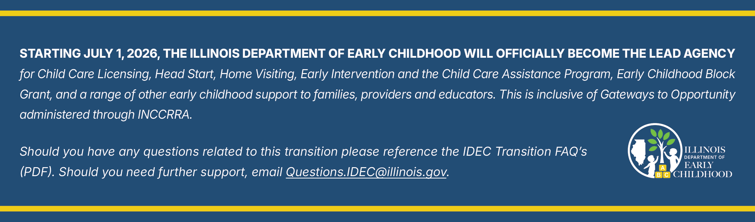 Information about the transition to IDEC image with information about the transition to IDEC